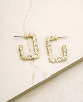 Ettika 18k Gold-Plated Pave-Studded Rectangle Hoop Earrings