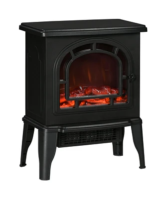 18" Electric Fireplace Stove Heater with Realistic Led Flame 1500W