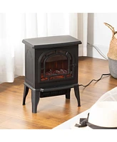 18" Electric Fireplace Stove Heater with Realistic Led Flame 1500W