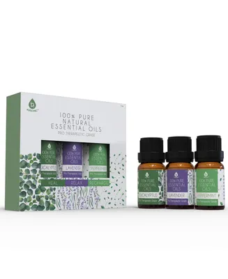 Pursonic 3 pack of 100% Pure Essential Oils (Eucalyptus, Lavender & Peppermint)