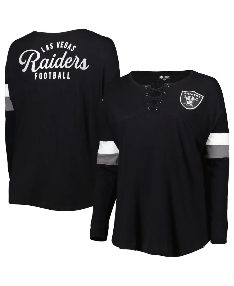 Women's G-III 4Her by Carl Banks Black Las Vegas Raiders Post Season Long  Sleeve V-Neck T-Shirt 