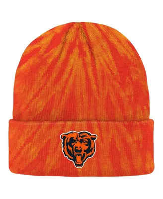 Big Boys and Girls Orange Chicago Bears Tie-Dye Cuffed Knit Hat