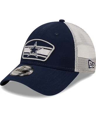 Men's New Era Navy, White Dallas Cowboys Logo Patch Trucker 9FORTY Snapback Hat