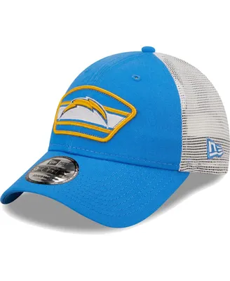 Men's New Era Powder Blue, White Los Angeles Chargers Logo Patch Trucker 9Forty Snapback Hat