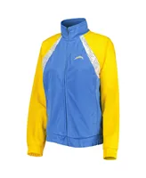 Women's G-iii 4Her by Carl Banks Powder Blue, Gold Los Angeles Chargers Confetti Raglan Full-Zip Track Jacket