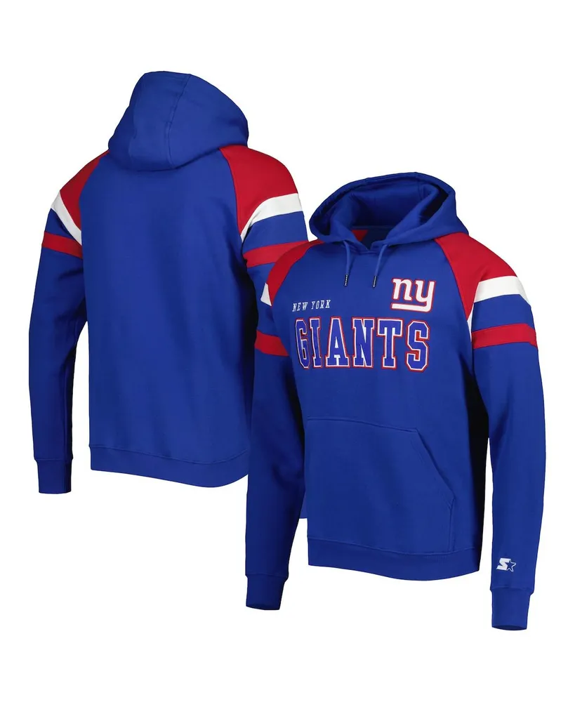 Men's Starter Royal New York Giants Draft Fleece Raglan Pullover Hoodie