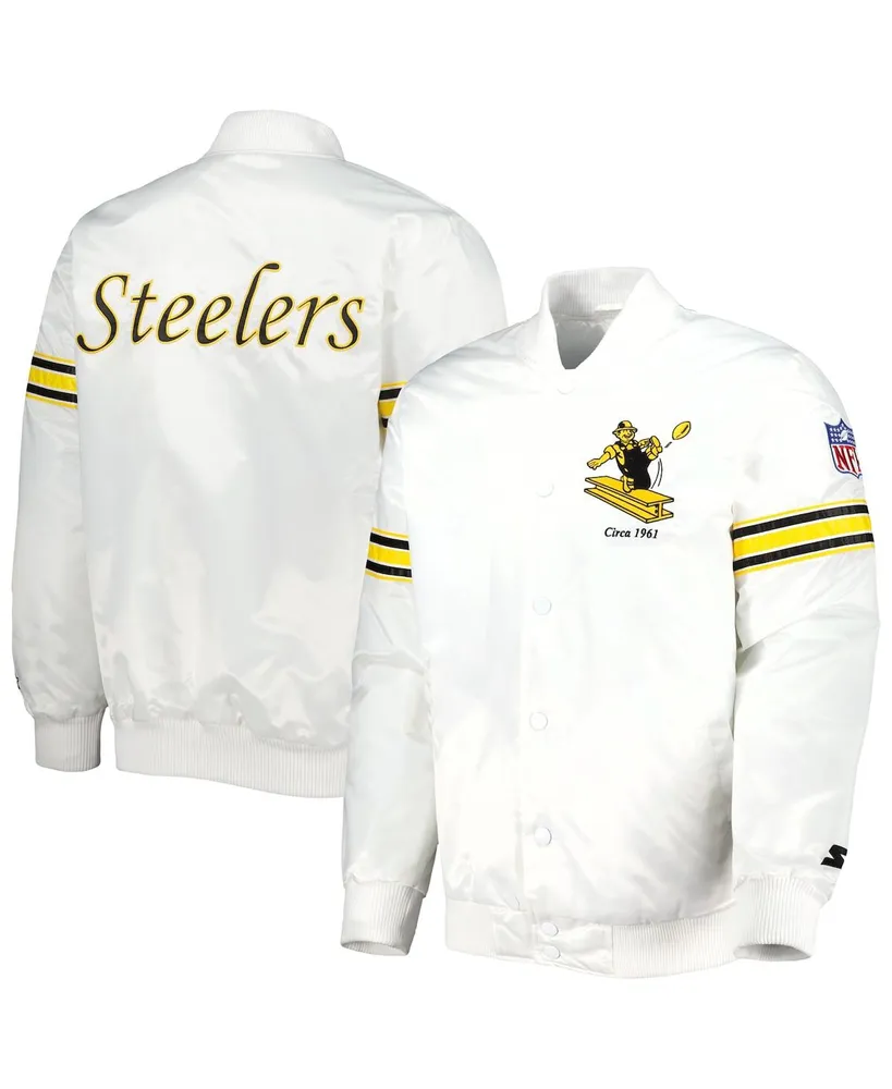Starter Men's Black/Gold Pittsburgh Steelers Leader Varsity Satin Full-Snap Jacket