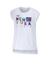 Women's Wear by Erin Andrews White New York Giants Greetings From Muscle T-shirt