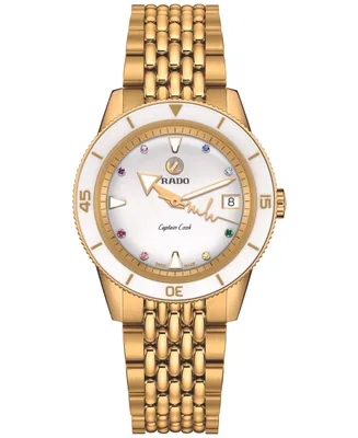 Rado Women's Swiss Automatic Captain Cook x Marina Hoermanseder Heartbeat Gold-Tone Stainless Steel Bracelet Watch 37mm