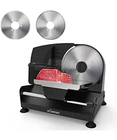 Aemego Electric Meat slicer for Home Use 200W Food Slicer with Removable Stainless Steel Blade, Adjustable Thickness, Meat Cutter Machine for Deli, Je