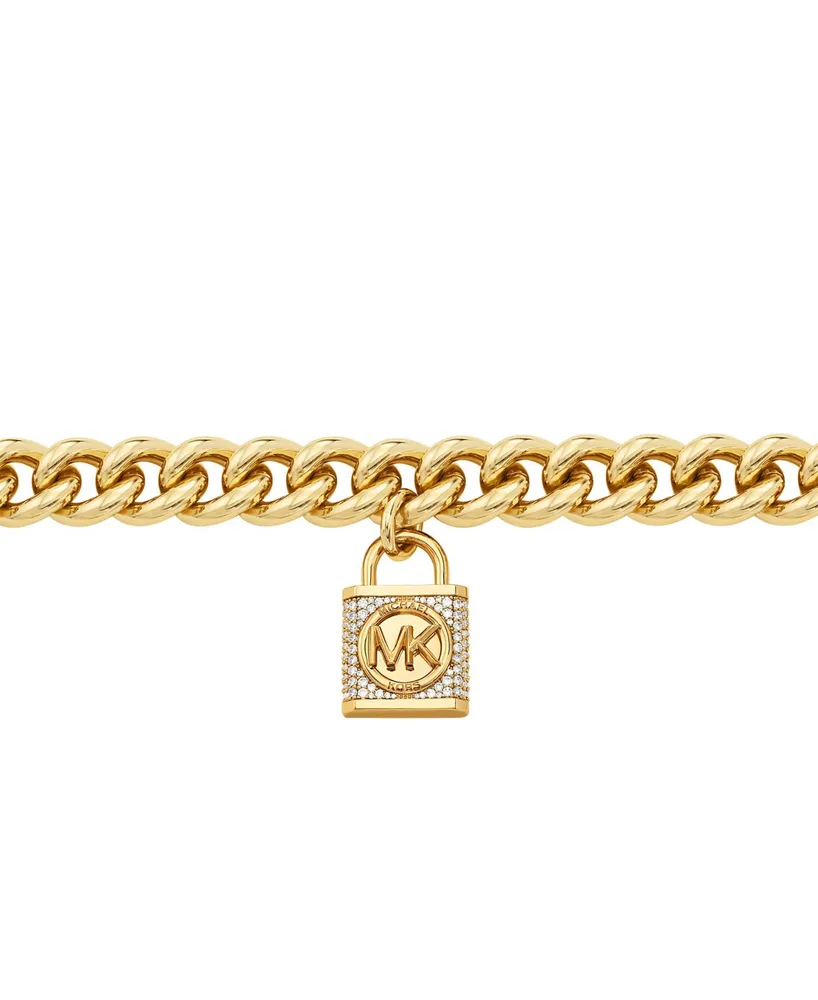 Michael Kors Statement Cubic Zirconia Pave Lock Chain Necklace