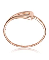 Sterling Silver 18K Rose Plated Cuff Stiff Triangular Bangle