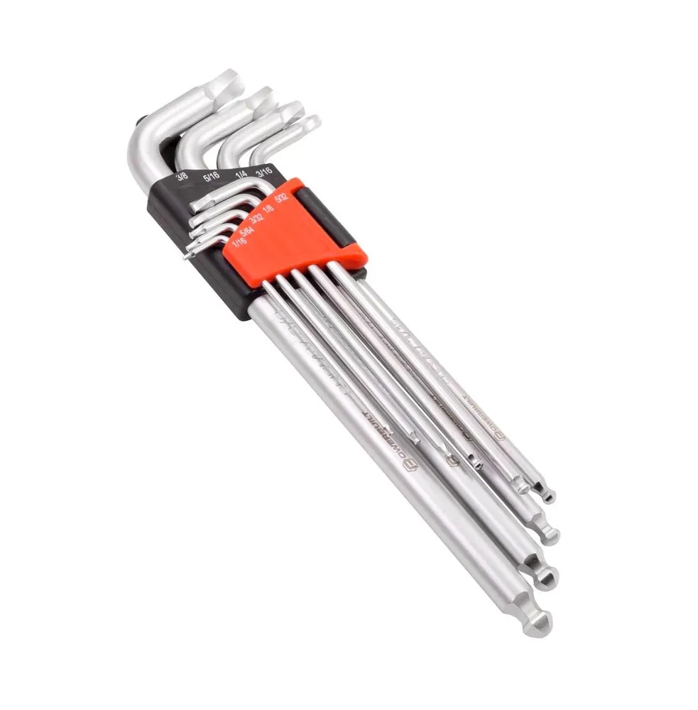 Powerbuilt 9 Piece Zeon Sae Hex Key Wrench Set for Damaged Fasteners