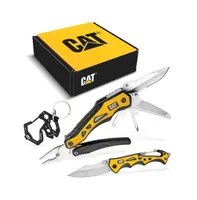 Cat 3 Piece 10-in-1 Multi-Tool, Knife, and Key Chain Gift Box Set