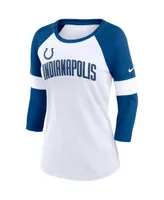 Women's Nike Indianapolis Colts White, Heathered Royal Football Pride Slub 3/4 Raglan Sleeve T-shirt