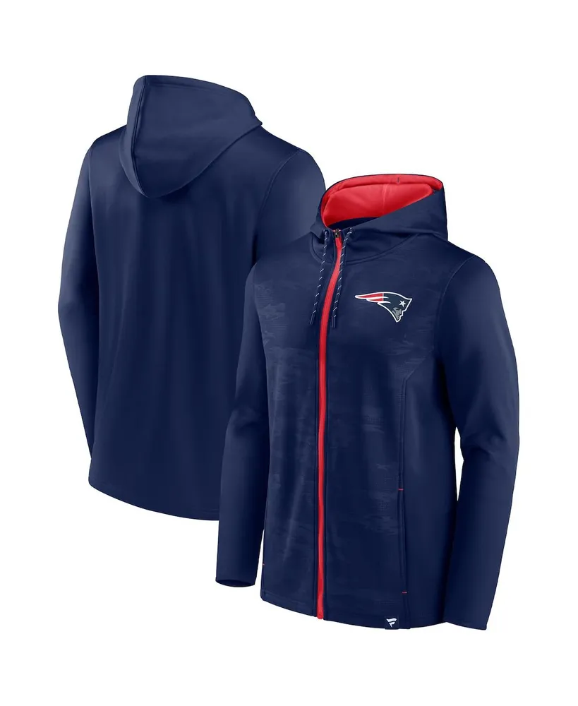 Men's Fanatics Navy, Red New England Patriots Ball Carrier Full-Zip Hoodie