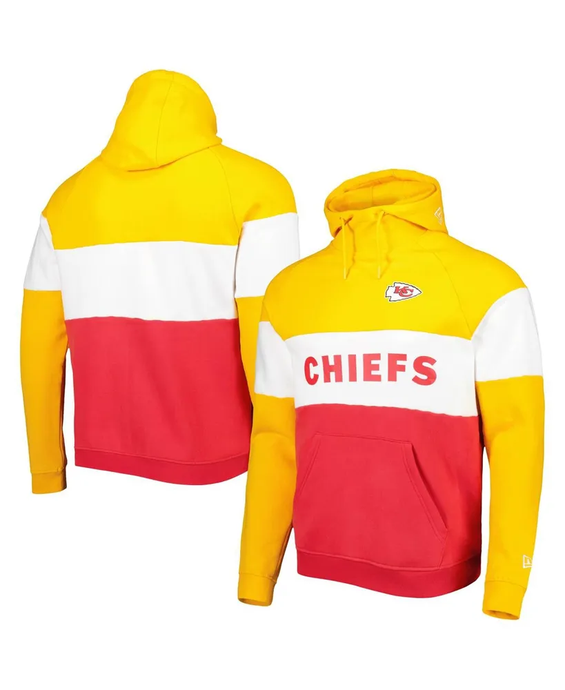 Men's New Era Red, Gold Kansas City Chiefs Colorblock Current Pullover Hoodie