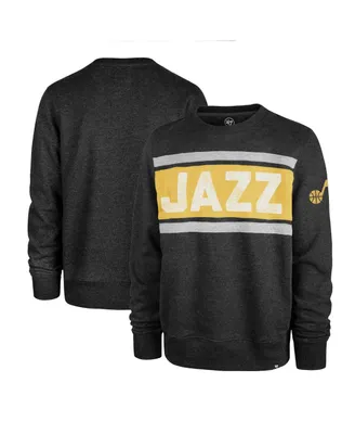 Men's '47 Brand Heather Black Utah Jazz Tribeca Emerson Pullover Sweatshirt