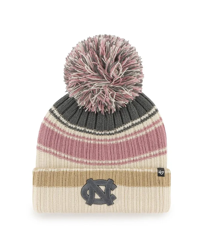 Women's '47 Brand Cream North Carolina Tar Heels Daphne Cuffed Knit Hat with Pom