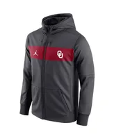 Men's Jordan Anthracite Oklahoma Sooners Logo Performance Full-Zip Hoodie