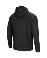 Men's Colosseum Black Kansas Jayhawks Blackout 3.0 Tonal Raglan Full-Zip Hoodie