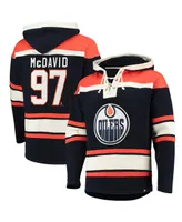 Men's '47 Brand Connor McDavid Navy Edmonton Oilers Player Name and Number Lacer Pullover Hoodie