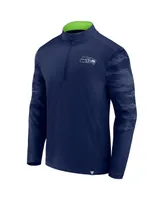 Men's Fanatics College Navy Seattle Seahawks Ringer Quarter-Zip Jacket