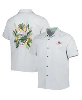 Men's Tommy Bahama Gray Kansas City Chiefs Coconut Point Frondly Fan Camp IslandZone Button-Up Shirt