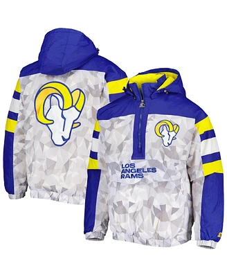 Men's Starter White, Royal Los Angeles Rams Thursday Night Gridiron Raglan Half-Zip Hooded Jacket