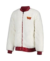 Women's G-iii 4Her by Carl Banks Oatmeal, Burgundy Washington Commanders Switchback Reversible Full-Zip Jacket
