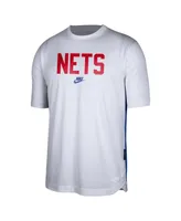 Men's Nike White Brooklyn Nets Hardwood Classics Pregame Warmup Shooting Performance T-shirt