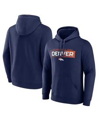 Men's Fanatics Navy Denver Broncos Down The Field Big and Tall Pullover Hoodie