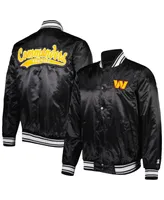 Men's Starter Black Washington Commanders Locker Room Satin Varsity Full-Snap Jacket