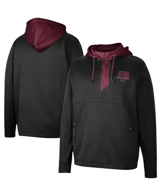 Men's Colosseum Black Texas A&M Aggies Luge 3.0 Quarter-Zip Hoodie