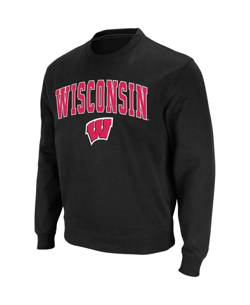Men's Colosseum Black Wisconsin Badgers Arch & Logo Crew Neck Sweatshirt