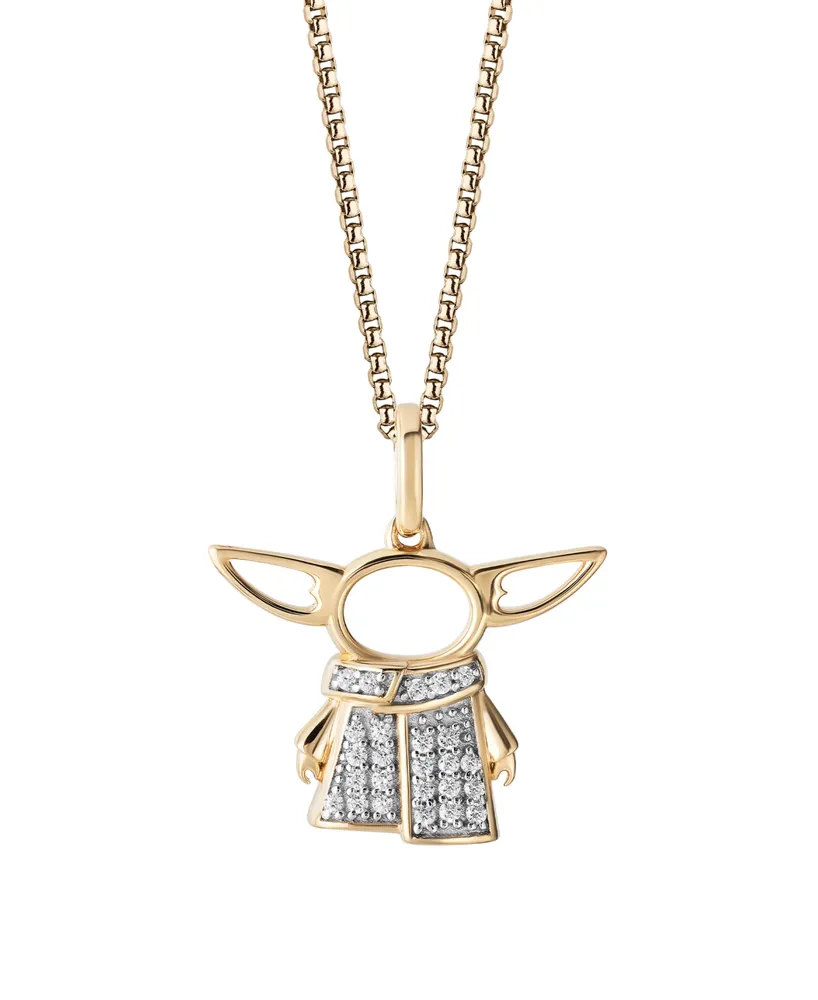 Star Wars Grogu Diamonds Pendant Necklace (1/10 ct. t.w.) in 10K Yellow Gold and White Gold