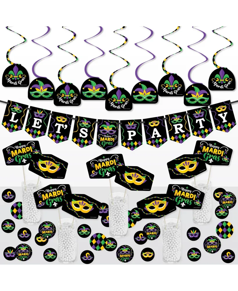 Big Dot of Happiness Mardi Gras - Mask Decorations DIY Masquerade Party  Essentials - Set of 20