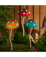 12.5"H Glow in the Dark Mushroom Plant Pick, Blue