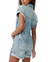 Free People Women's Marci Cuffed Denim Shortalls