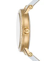 Michael Kors Women's Corey Three-Hand White Leather Watch 38mm