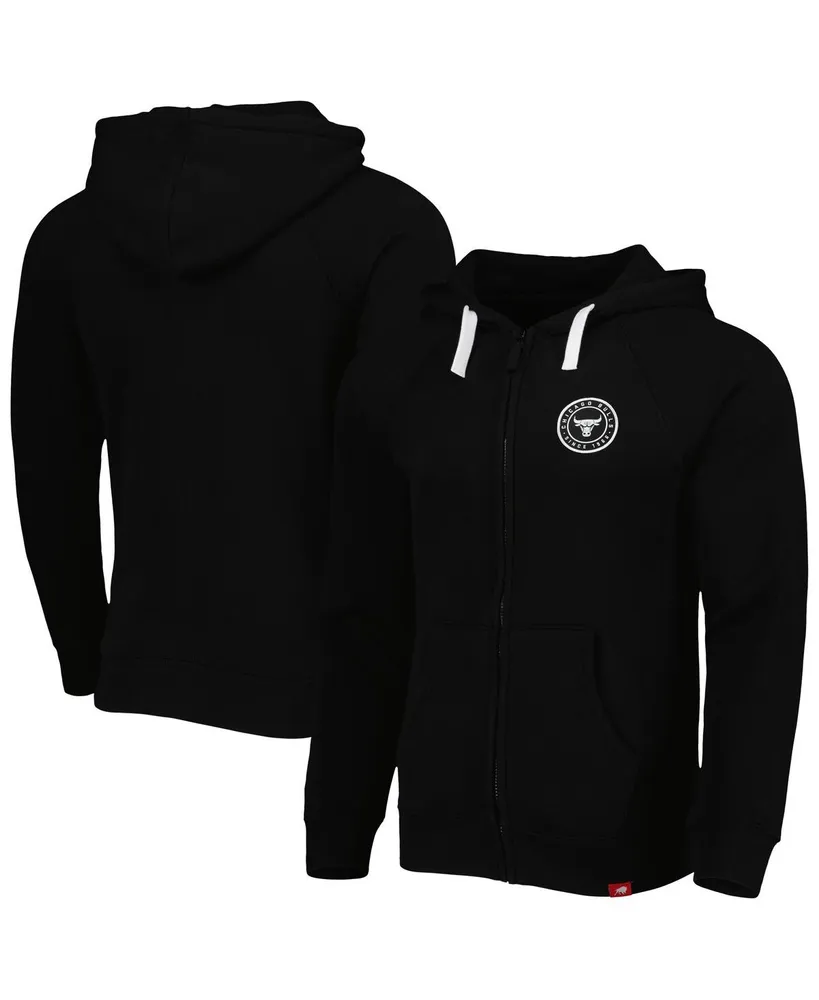 Men's and Women's Sportiqe Black Chicago Bulls Denali Heywood Tri-Blend Raglan Full-Zip Hoodie