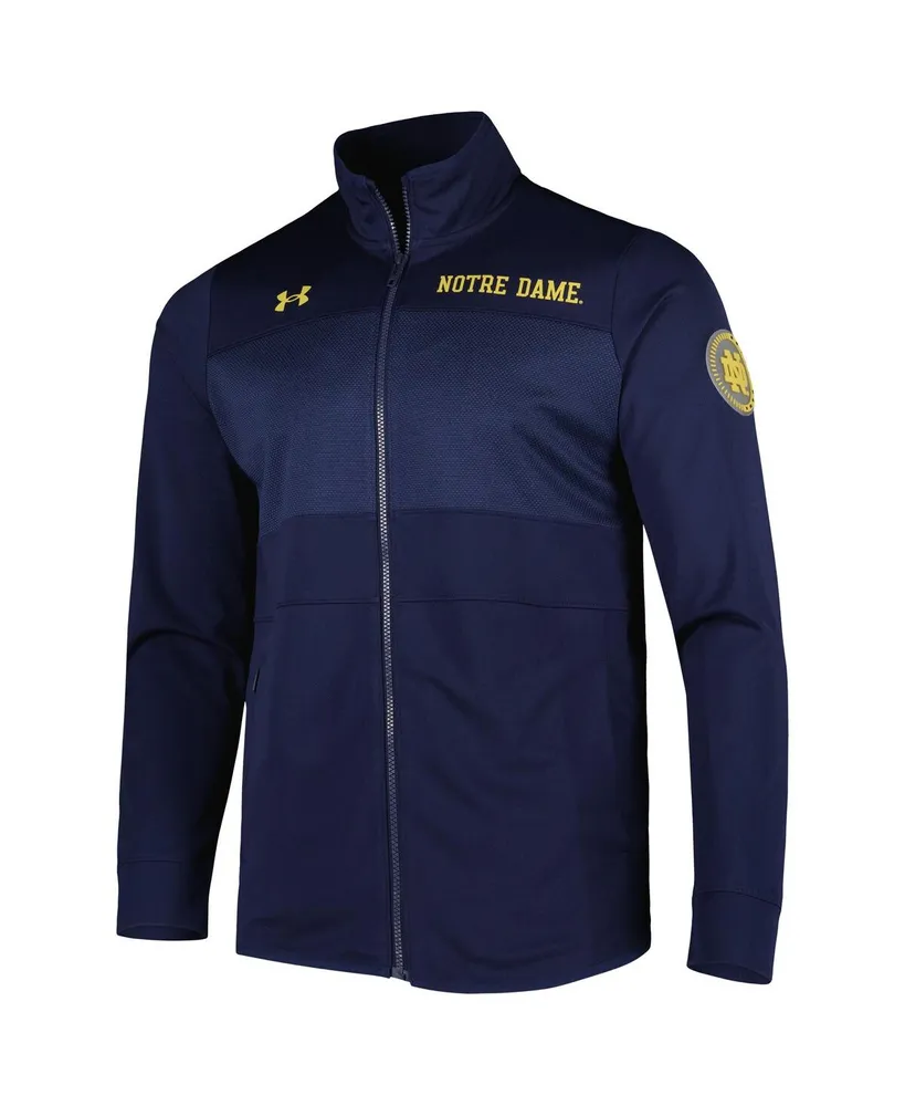 Men's Under Armour Navy Notre Dame Fighting Irish Knit Warm-Up Full-Zip Jacket