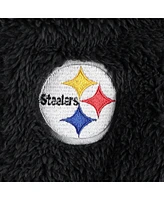 Newborn Infant Boys and Girls Black, Gray Pittsburgh Steelers Game Nap Teddy Fleece Bunting Full-Zip Sleeper
