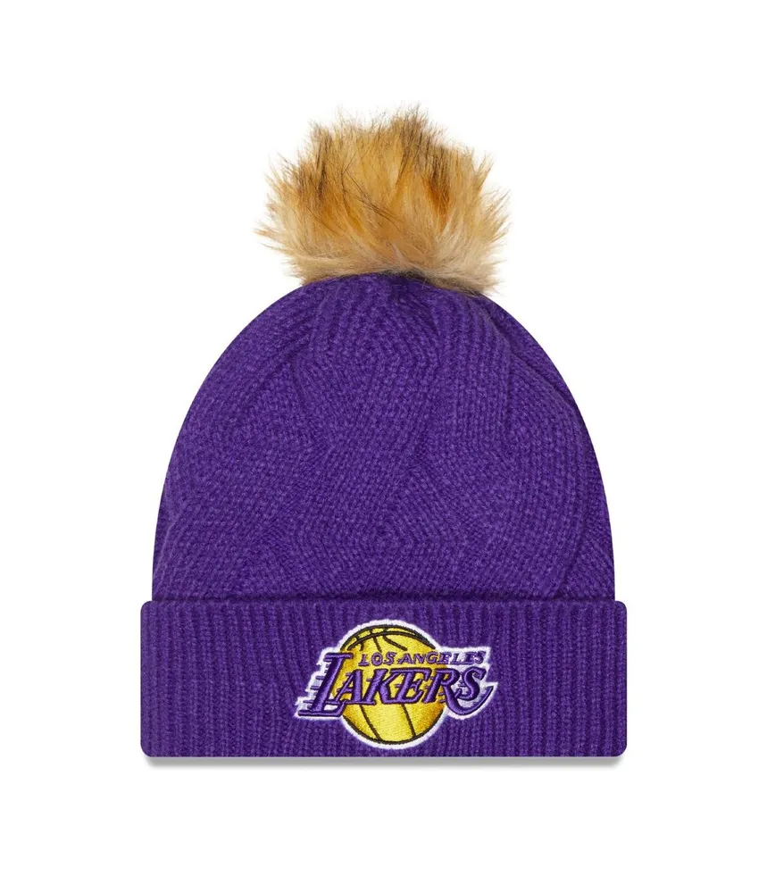 Women's New Era Purple Los Angeles Lakers Snowy Cuffed Knit Hat with Pom