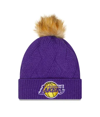 Women's New Era Purple Los Angeles Lakers Snowy Cuffed Knit Hat with Pom