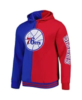 Men's Mitchell & Ness Royal, Red Philadelphia 76ers Hardwood Classics Split Pullover Hoodie