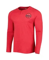 Men's Concepts Sport Heathered Red Chicago Bulls Left Chest Henley Raglan Long Sleeve T-shirt