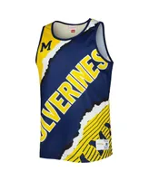 Men's Mitchell & Ness Navy, Maize Michigan Wolverines Jumbotron 2.0 Sublimated Tank Top