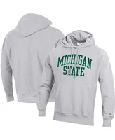 Men's Champion Heathered Gray Michigan State Spartans Team Arch Reverse Weave Pullover Hoodie