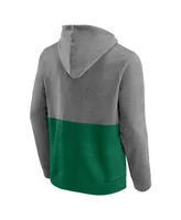 Men's Fanatics Heathered Gray and Kelly Green Minnesota North Stars Block Party Classic Arch Signature Pullover Hoodie